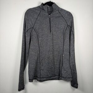 Tek-Gear Semi-Fitted Med 1/4 Zip Grey Heather Long Sleeve  Thumb Holes
